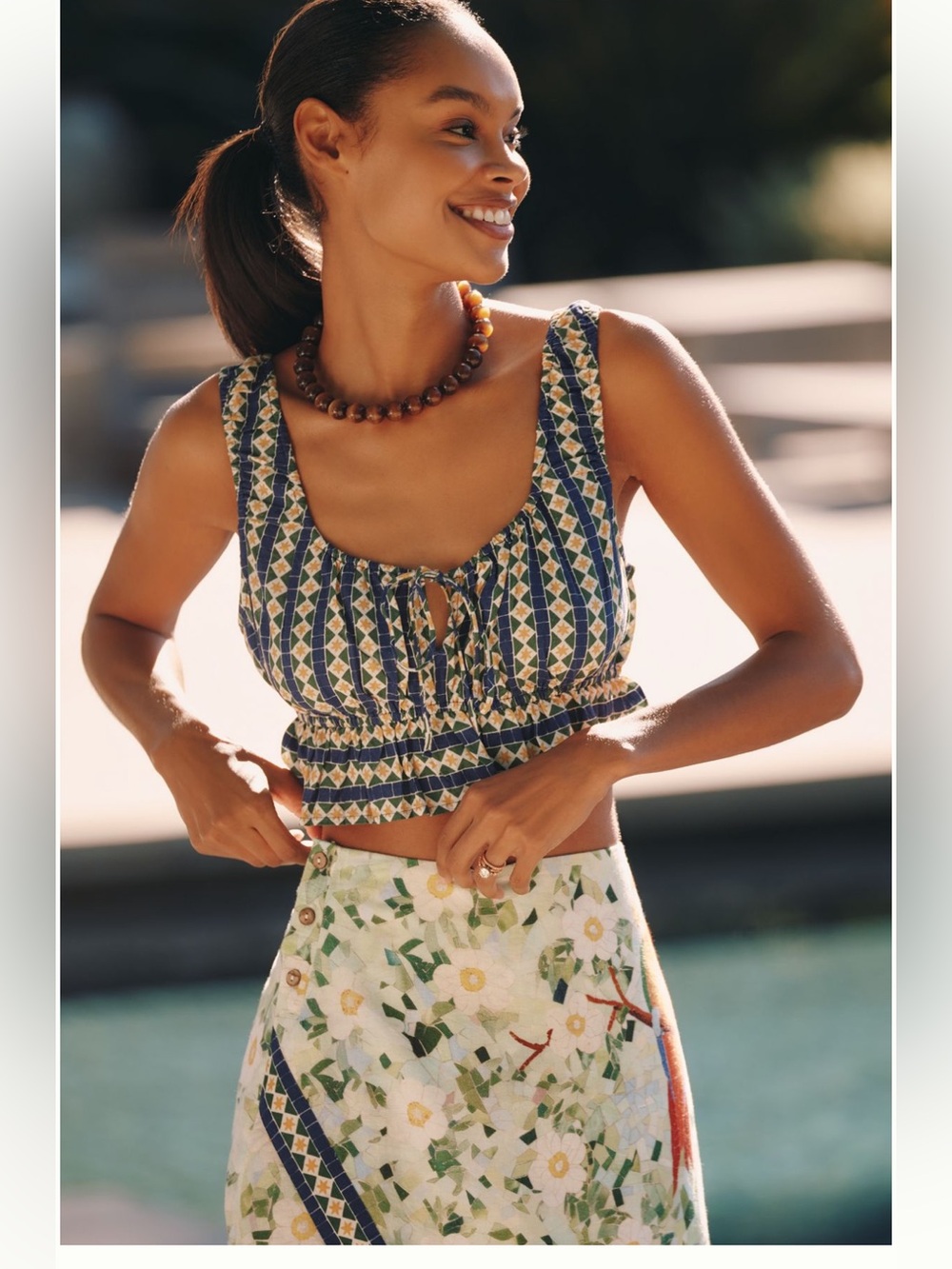 NWT Anthropologie Celandine Linen Blend Ruffle Crop Top